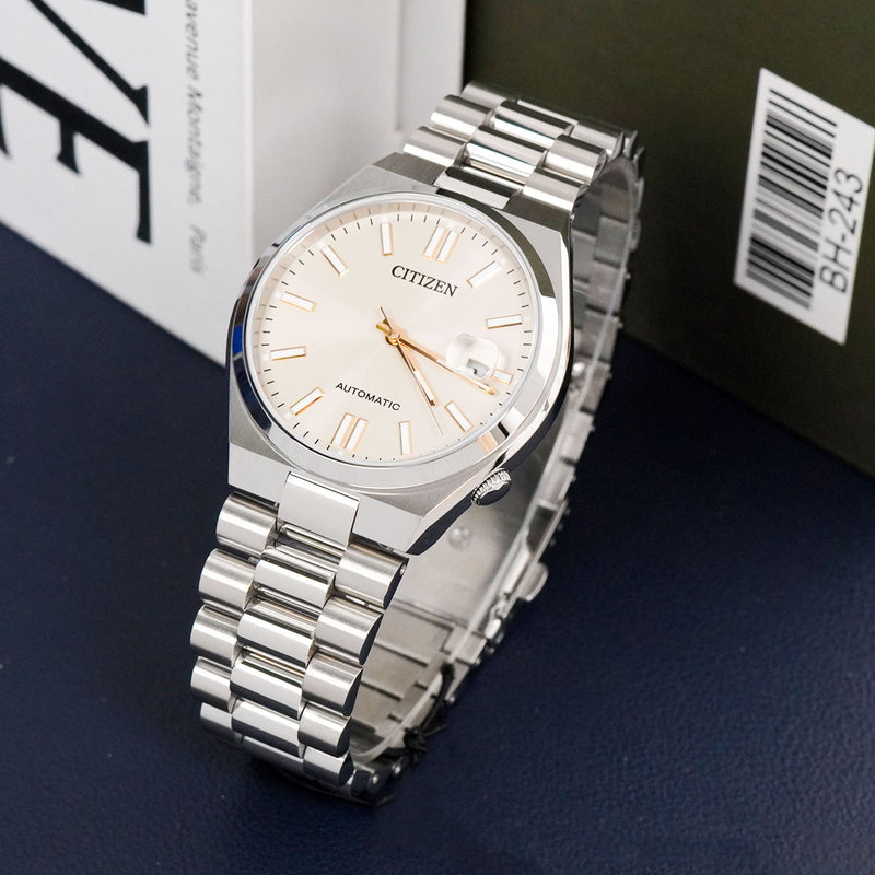  Shop Authentic Citizen Tsuyosa Automatic Oatmeal White Dial Silver Steel Strap Watch For Men - NJ0151-88W - Luxxuri