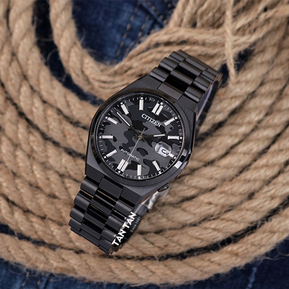  Shop Authentic Citizen Tsuyosa Automatic Camouflage Black Dial Black Steel Strap Watch For Men - NJ0155-87E - Luxxuri