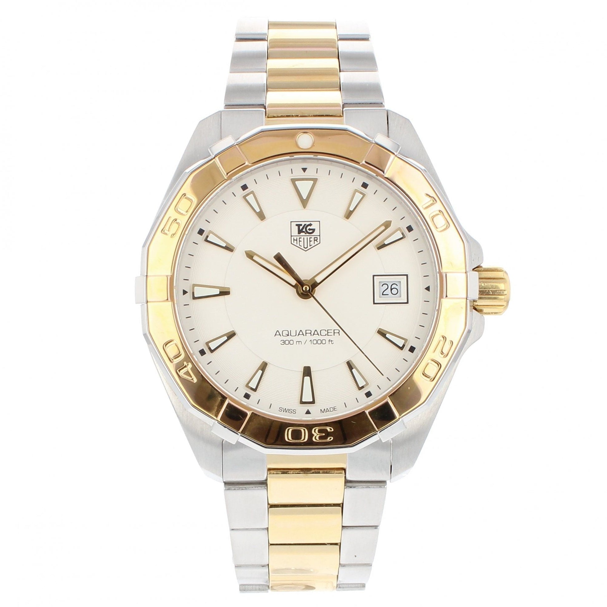  Shop Authentic Tag Heuer Aquaracer Quartz White Dial Two Tone Steel Strap Watch for Men - WAY1120.BB0930 - Luxxuri
