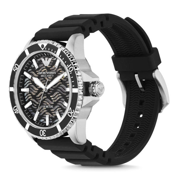  Shop Authentic Emporio Armani Meccanico Automatic Black Dial Black Silicone Strap Watch For Men - AR60062 - Luxxuri