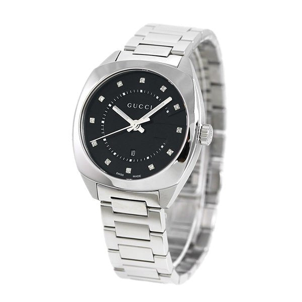  Shop Authentic Gucci GG2570 Diamonds Black Dial Silver Steel Strap Watch For Women - YA142404 - Luxxuri