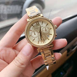  Shop Authentic Michael Kors Sofie Chronograph Quartz Gold Dial Gold Steel Strap Watch For Women - MK6559 - Luxxuri