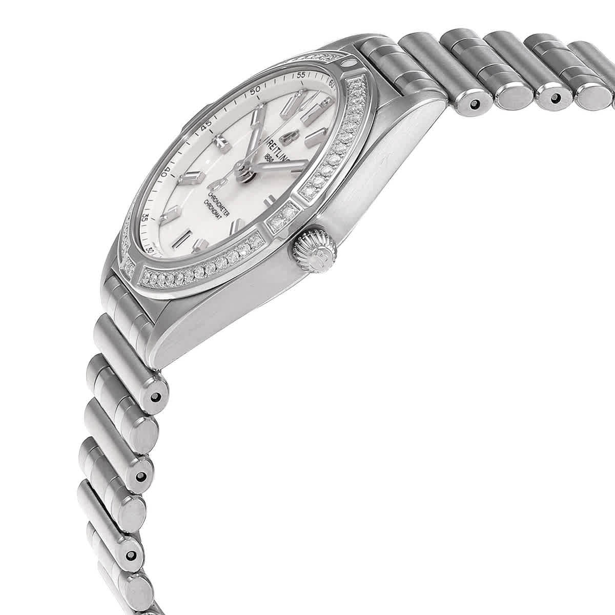  Shop Authentic Breitling Chronomat 32 Diamonds White Dial Silver Steel Strap Watch for Women - A77310591A1A1 - Luxxuri