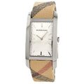  Shop Authentic Burberry The Pioneer Silver Dial Haymarket Beige Leather Strap Watch for Women - BU9406 - Luxxuri
