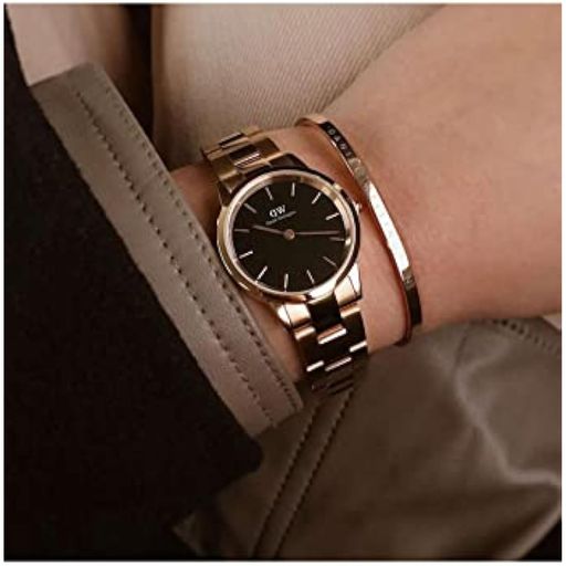 Shop Authentic Daniel Wellington Iconic Link Black Dial Rose Gold Steel Strap Watch for Women - DW00100212 - Luxxuri