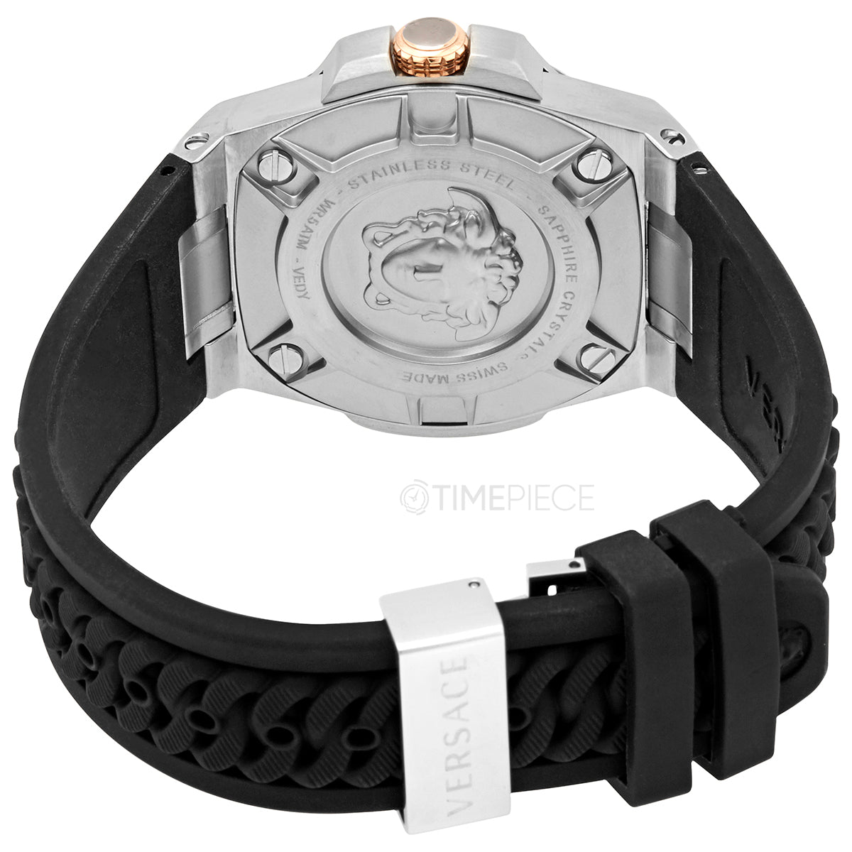  Shop Authentic Versace Chain Reaction Quartz White Dial Black Rubber Strap Watch for Men - VEDY00219 - Luxxuri