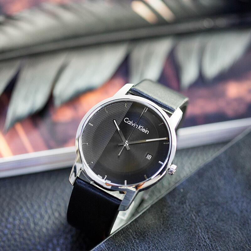  Shop Authentic Calvin Klein City Quartz Black Dial Black Leather Strap Watch for Men - K2G2G1C1 - Luxxuri