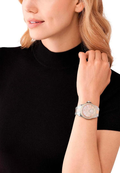  Shop Authentic Michael Kors Everest Three Hand Rose Gold Dial Two Tone Steel Strap Watch For Women - MK7402 - Luxxuri