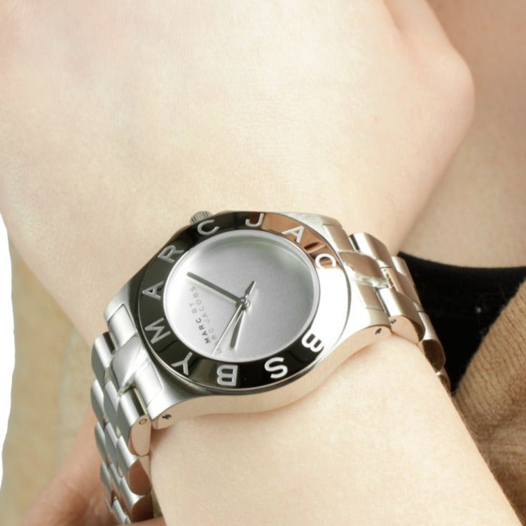 Shop Authentic Marc Jacobs Blade Chronograph Silver Dial Silver  Steel Strap Watch for Women - MBM3125 - Luxxuri