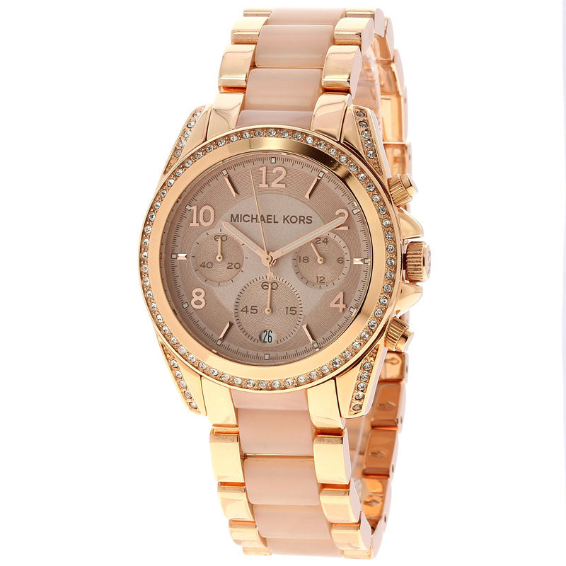  Shop Authentic Michael Kors Blair Chronograph Rose Gold Dial Two Tone Steel Strap Watch for Women - MK5943 - Luxxuri