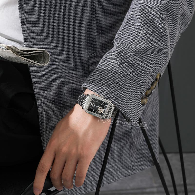  Shop Authentic Emporio Armani Diego Automatic Black Dial Silver Steel Strap Watch For Men - AR60057 - Luxxuri