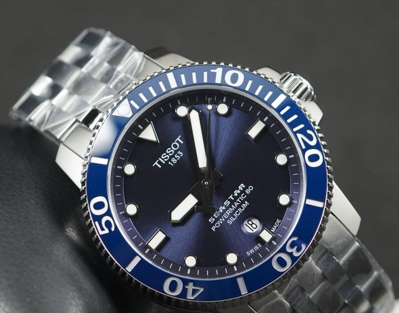  Shop Authentic Tissot T Sport Seastar 1000 Powermatic Silicium Blue Dial Silver Steel Strap Watch For Men - T120.407.11.041.01 - Luxxuri