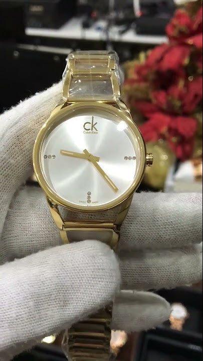  Shop Authentic Calvin Klein Stately White Dial Gold Steel Strap Watch for Women - K3G2352W - Luxxuri