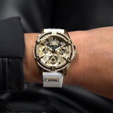  Shop Authentic Guess Queen Quartz Gold Dial White Silicone Strap Watch For Women - GW0536L2 - Luxxuri