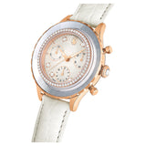  Shop Authentic Swarovski Octea Chrono Crystals White Dial White Leather Strap Watch for Women - 5671150 - Luxxuri