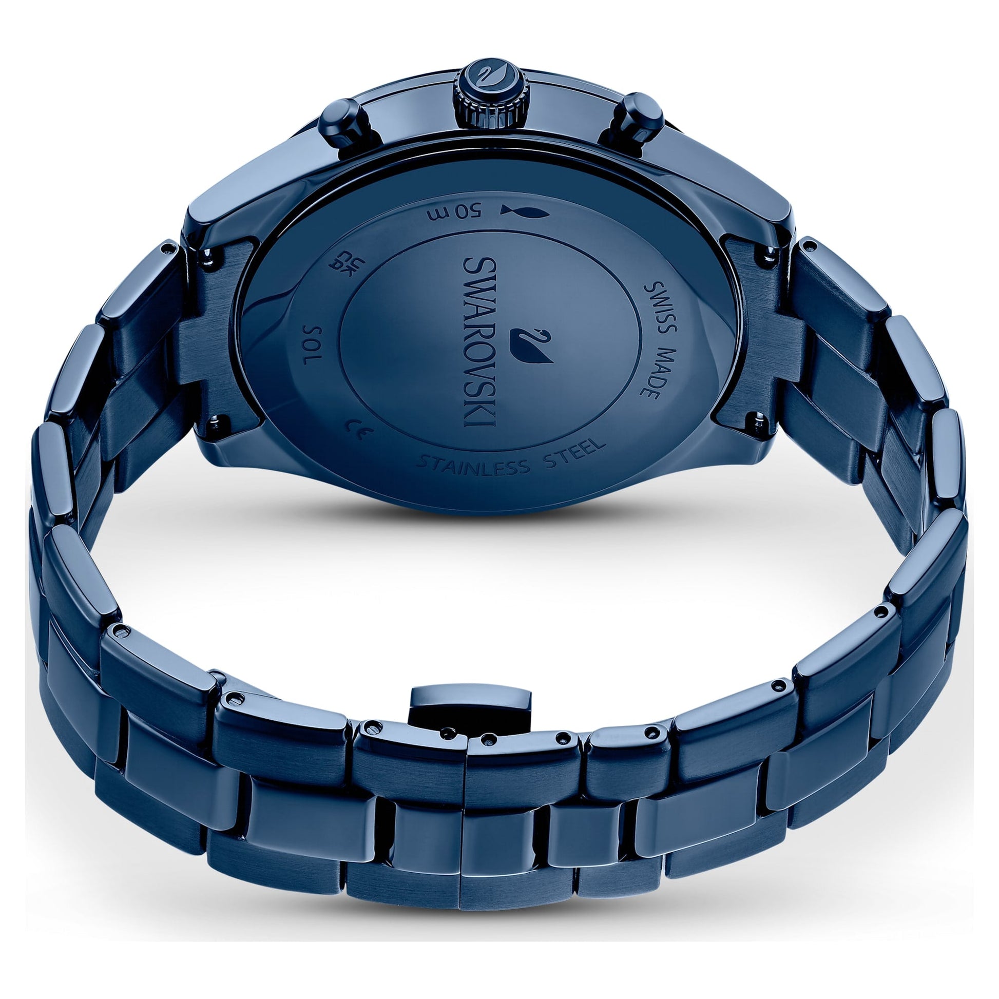 Swarovski Octea Lux Sport Chronograph Blue Dial Blue Steel Strap Watch for Women - 5610475