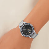  Shop Authentic Swarovski Octea Nova Black Dial Silver Mesh Bracelet Watch for Women - 5430420 - Luxxuri