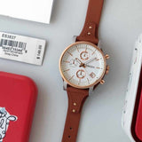  Shop Authentic Fossil Boyfriend Chronograph White Dial Brown Leather Strap Watch for Women - ES3837 - Luxxuri