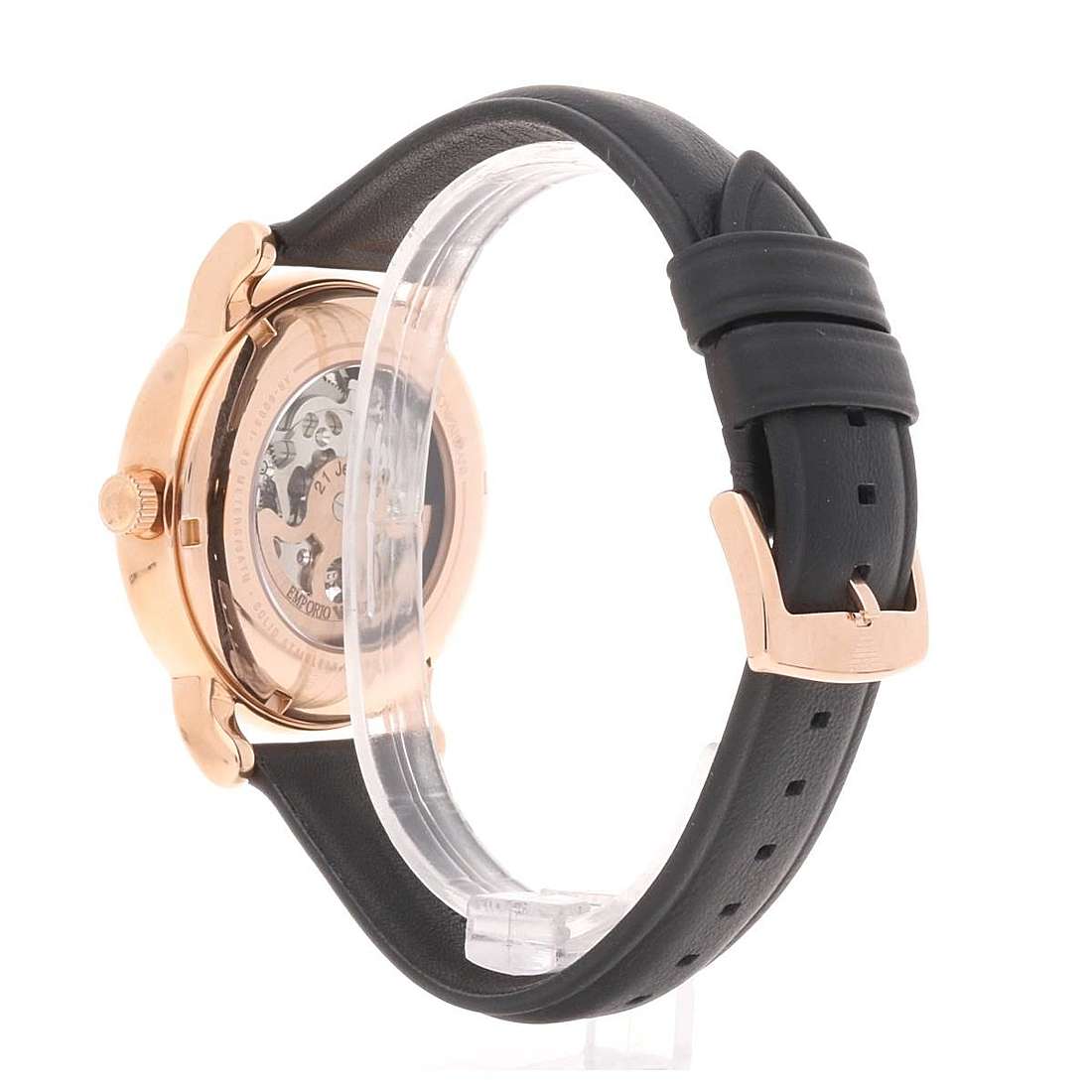  Shop Authentic Emporio Armani Meccanico Skeleton Silver Dial Black Leather Strap Watch For Men - AR60031 - Luxxuri