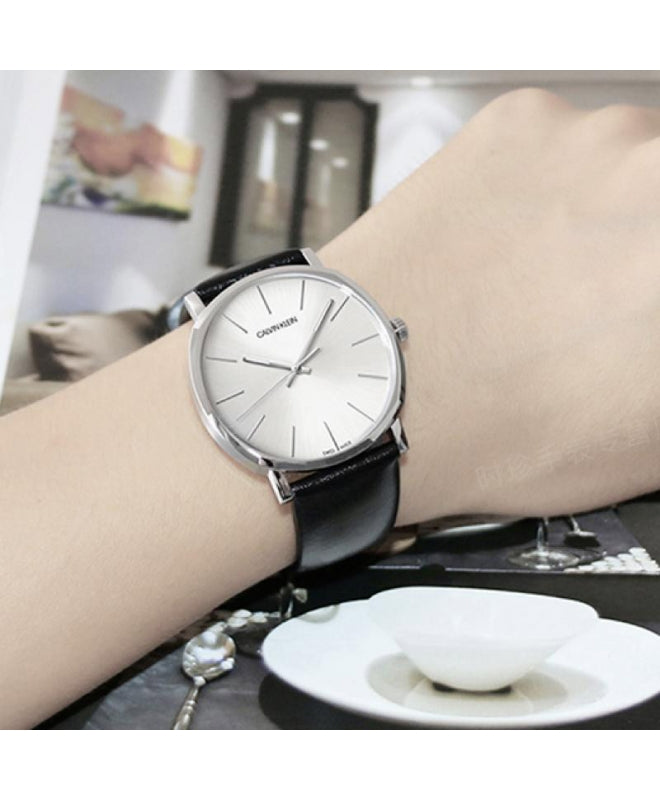  Shop Authentic Calvin Klein Posh Silver Dial Black Leather Strap Watch for Men - K8Q311C6 - Luxxuri
