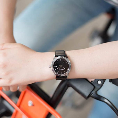 Shop Authentic Calvin Klein Steady Black Dial Black Leather Strap Watch for Women - K7Q211C1 - Luxxuri
