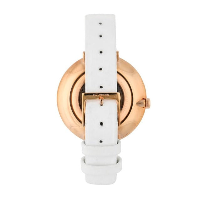  Shop Authentic Calvin Klein Rise White Dial White Leather Strap Watch for Women - K7A236LH - Luxxuri