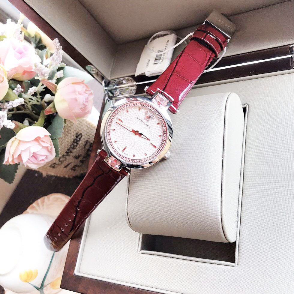  Shop Authentic Versace Olympo Crystal Gleam White Dial Purple Leather Strap Watch for Women - VAN010016 - Luxxuri