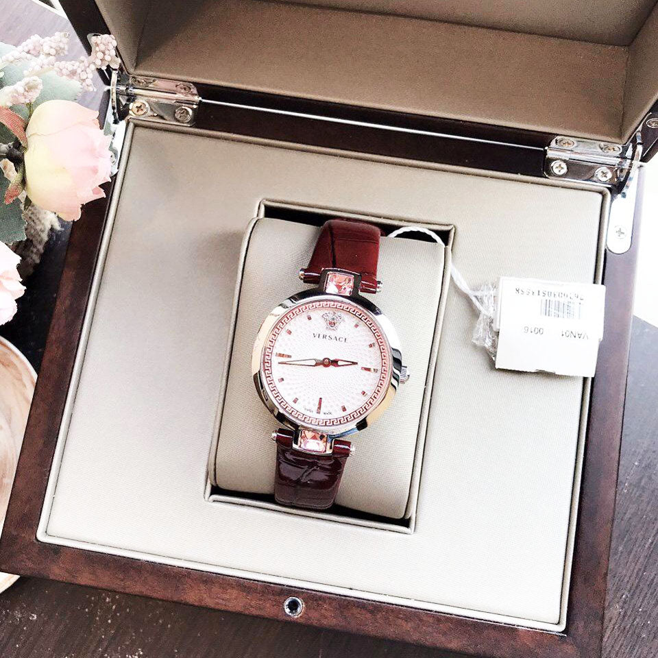  Shop Authentic Versace Olympo Crystal Gleam White Dial Purple Leather Strap Watch for Women - VAN010016 - Luxxuri