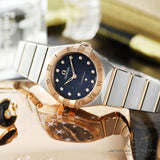  Shop Authentic Omega Constellation Quartz Diamonds Blue Dial Two Tone Steel Strap Watch for Women - 131.20.25.60.53.002 - Luxxuri