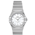Omega Constellation Manhattan Quartz Diamonds Mother of Pearl Dial Silver Steel Strap Watch for Women - 131.15.25.60.55.001