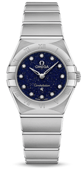 Omega Constellation Manhattan Quartz Diamonds Blue Dial Silver Steel Strap Watch for Women - 131.10.25.60.53.001