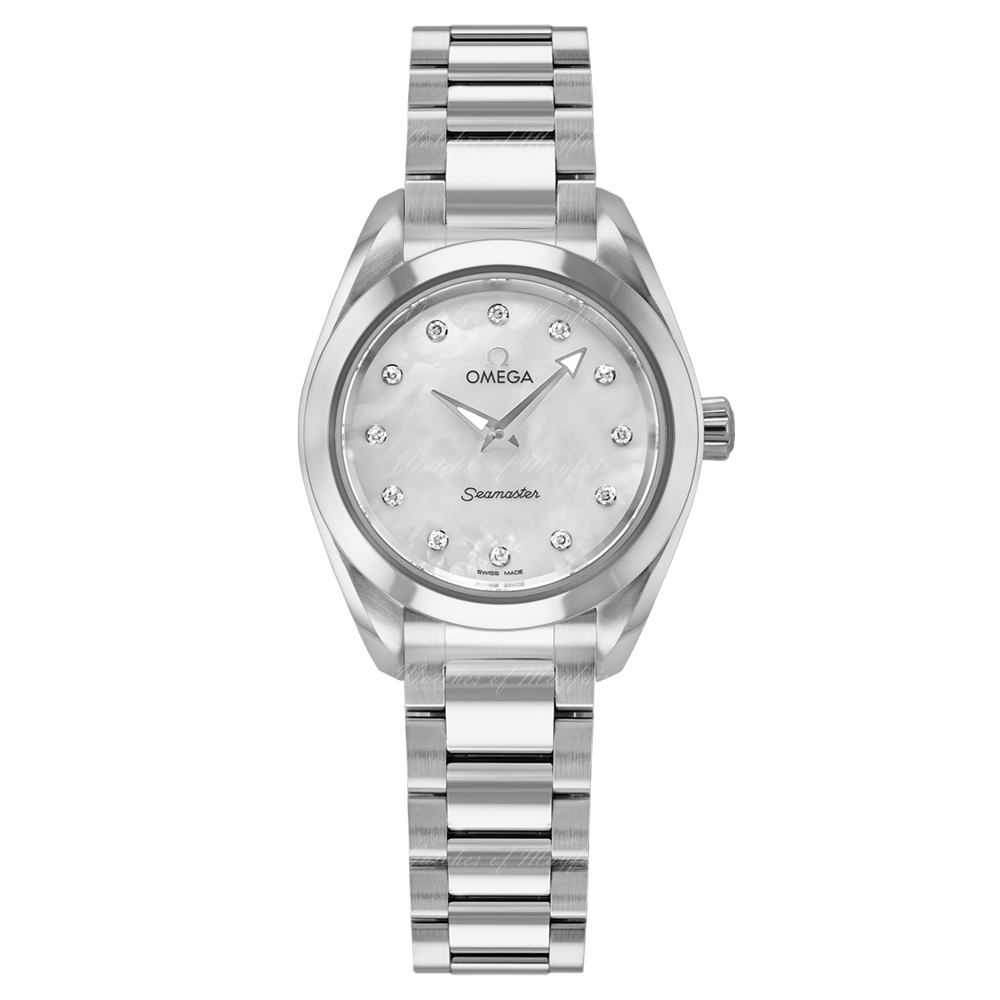  Shop Authentic Omega Seamaster Aqua Terra Quartz Diamonds Mother of Pearl Dial Silver Steel Strap Watch for Women - 220.10.28.60.55.001 - Luxxuri