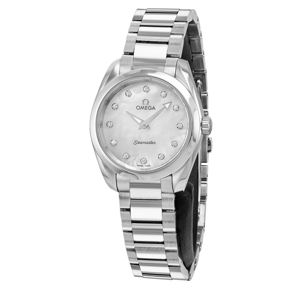  Shop Authentic Omega Seamaster Aqua Terra Quartz Diamonds Mother of Pearl Dial Silver Steel Strap Watch for Women - 220.10.28.60.55.001 - Luxxuri