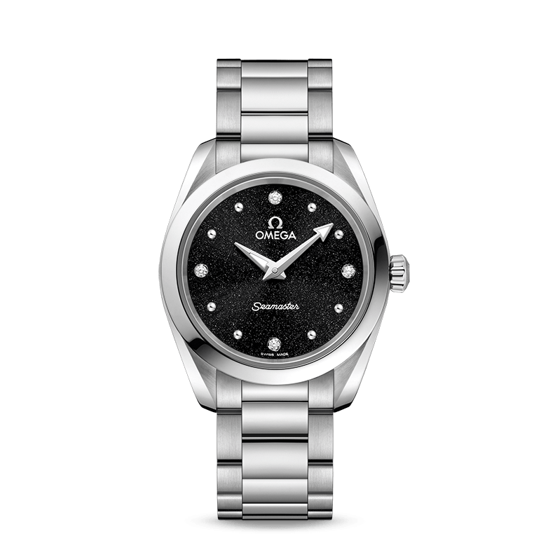  Shop Authentic Omega Seamaster Aqua Terra Quartz Diamond Black Dial Silver Steel Strap Watch for Women - 220.10.28.60.51.001 - Luxxuri