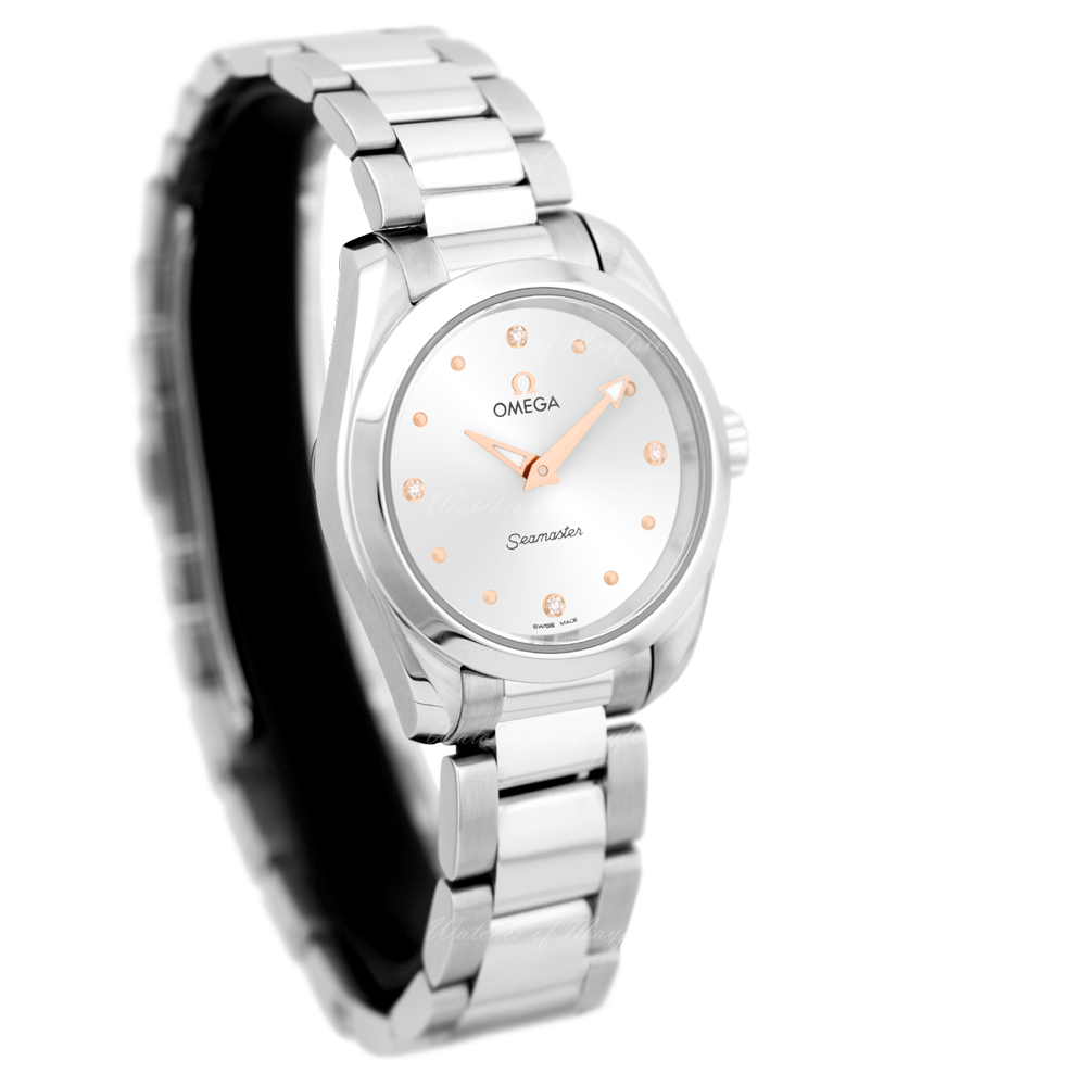  Shop Authentic Omega Seamaster Aqua Terra Quartz Diamond Silver Dial Silver Steel Strap Watch for Women - 220.10.28.60.54.001 - Luxxuri