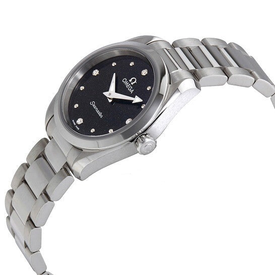  Shop Authentic Omega Seamaster Aqua Terra Quartz Diamond Black Dial Silver Steel Strap Watch for Women - 220.10.28.60.51.001 - Luxxuri