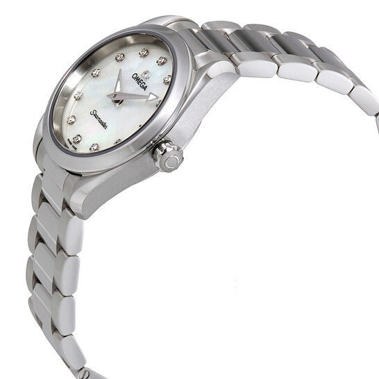  Shop Authentic Omega Seamaster Aqua Terra Quartz Diamonds Mother of Pearl Dial Silver Steel Strap Watch for Women - 220.10.28.60.55.001 - Luxxuri