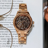  Shop Authentic Fossil Rye Automatic Skeleton Rose Gold Dial Rose Gold Steel Strap Watch for Women - BQ3754 - Luxxuri