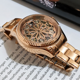 Shop Authentic Fossil Rye Automatic Skeleton Rose Gold Dial Rose Gold Steel Strap Watch for Women - BQ3754 - Luxxuri