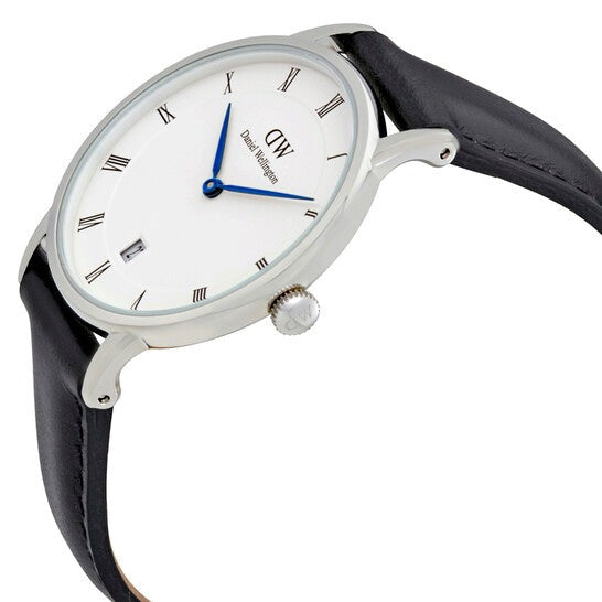  Shop Authentic Daniel Wellington Dapper Sheffield White Dial Black Leather Strap Watch For Women - DW00100096 - Luxxuri