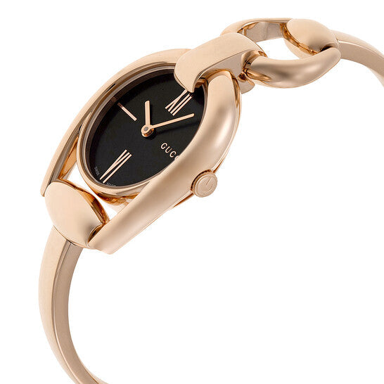 Shop Authentic Gucci Horsebit Collection Black Dial Rose Gold Steel Strap Watch For Women - YA139507 - Luxxuri