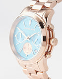  Shop Authentic Michael Kors Runway Chronograph Turquoise Dial Rose Gold Steel Strap Watch For Women - MK6164 - Luxxuri