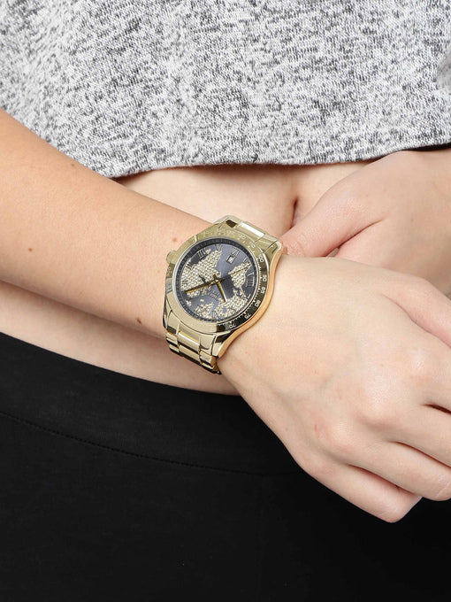  Shop Authentic Michael Kors Layton Pave Blue Dial Gold Steel Strap Watch for Women - MK6243 - Luxxuri