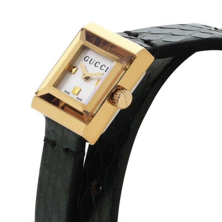  Shop Authentic Gucci G Frame Double Mother of Pearl Dial Green Leather Strap Watch For Women - YA128525 - Luxxuri