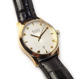 Shop Authentic Gucci G Timeless Silver Dial Brown Leather Strap Watch for Men - YA126470 - Luxxuri