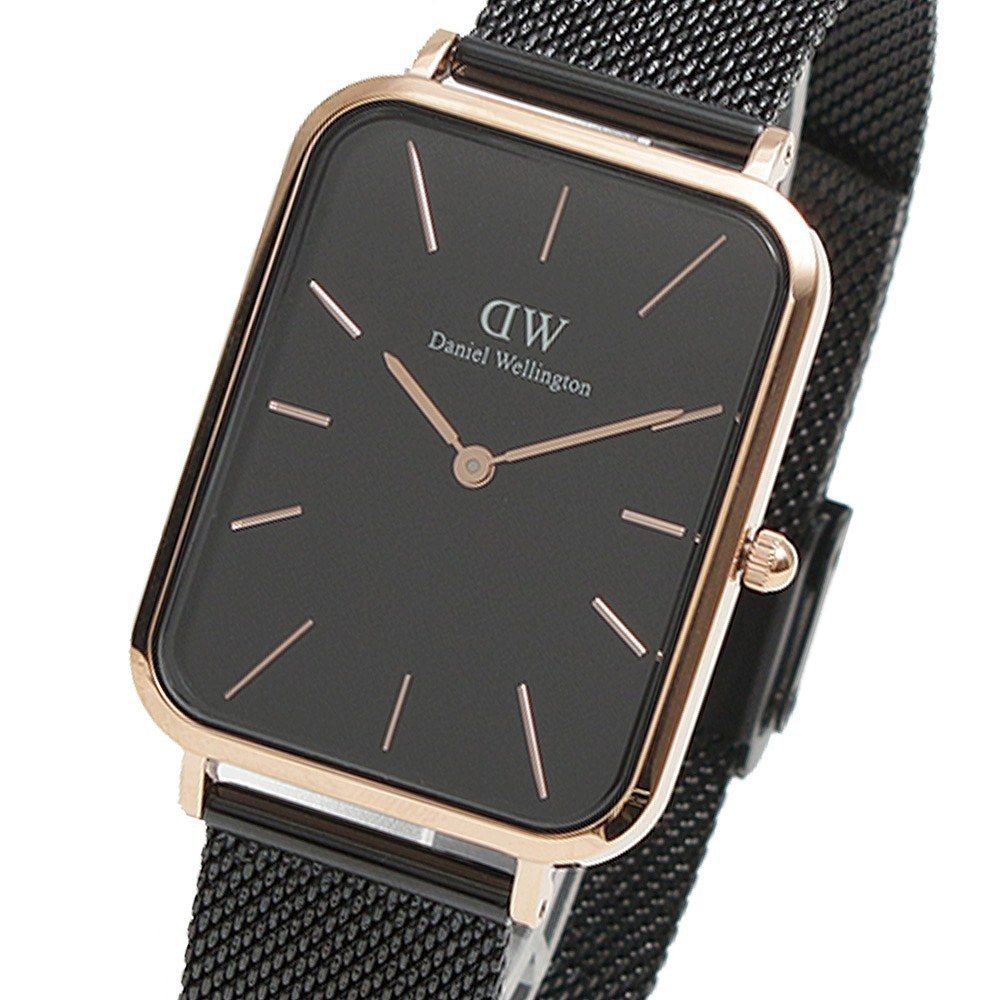  Shop Authentic Daniel Wellington Quadro Pressed Ashfield Black Dial Black Mesh Strap Watch for Women - DW00100467 - Luxxuri