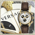  Shop Authentic Versace V-Ray Chronograph Quartz White Dial Brown Leather Strap Watch For Men - VE2I00221 - Luxxuri