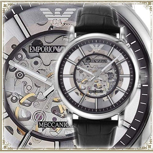  Shop Authentic Emporio Armani Luigi Silver Skeleton Dial Black Leather Strap Watch For Men - AR1981 - Luxxuri