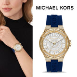  Shop Authentic Michael Kors Lennox Three Hand White Dial Blue Silicone Strap Watch For Women - MK7333 - Luxxuri