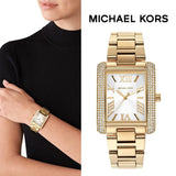  Shop Authentic Michael Kors Emery Three-Hand Crystals Silver Dial Gold Steel Strap Watch for Women - MK4643 - Luxxuri